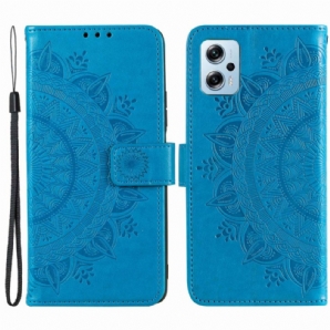 Flip Case Für Poco X4 GT Großes Mandala-muster Mit Riemen