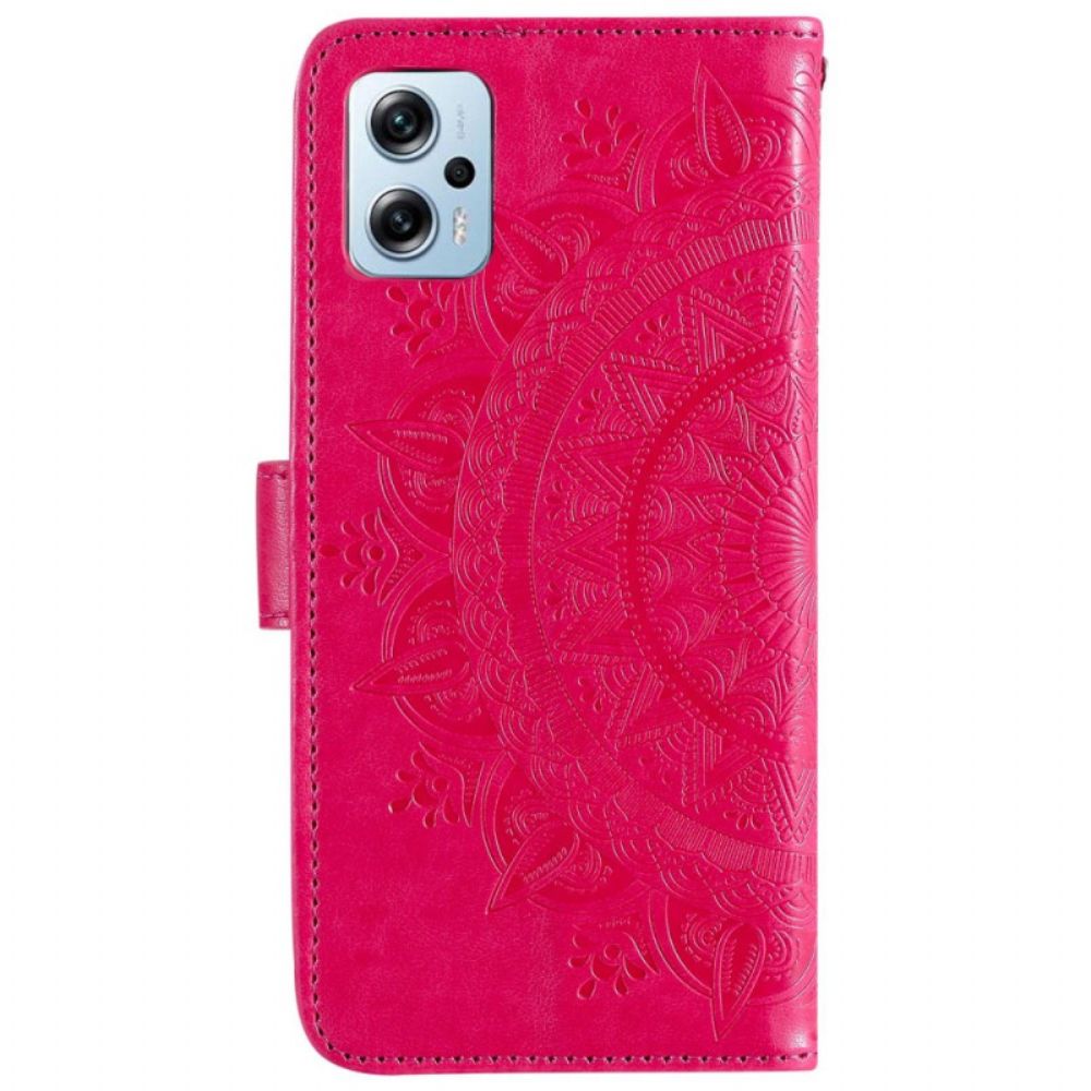 Flip Case Für Poco X4 GT Großes Mandala-muster Mit Riemen