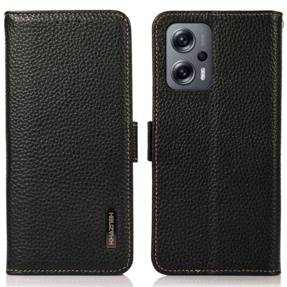 Flip Case Für Poco X4 GT Litschi-leder Khazneh Rfid