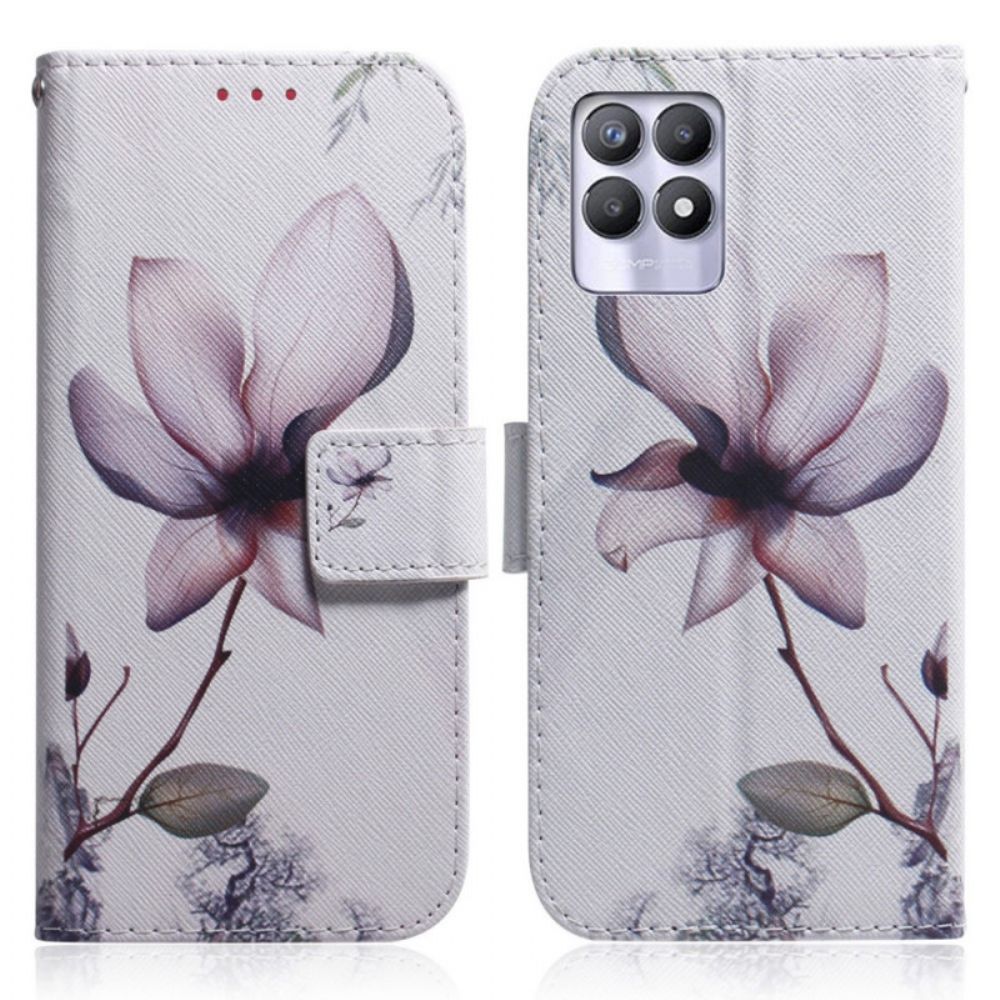 Flip Case Für Realme 8i Alte Rosenblüte