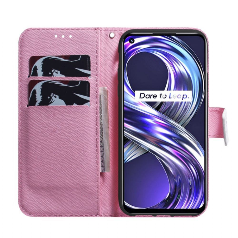 Flip Case Für Realme 8i Alte Rosenblüte