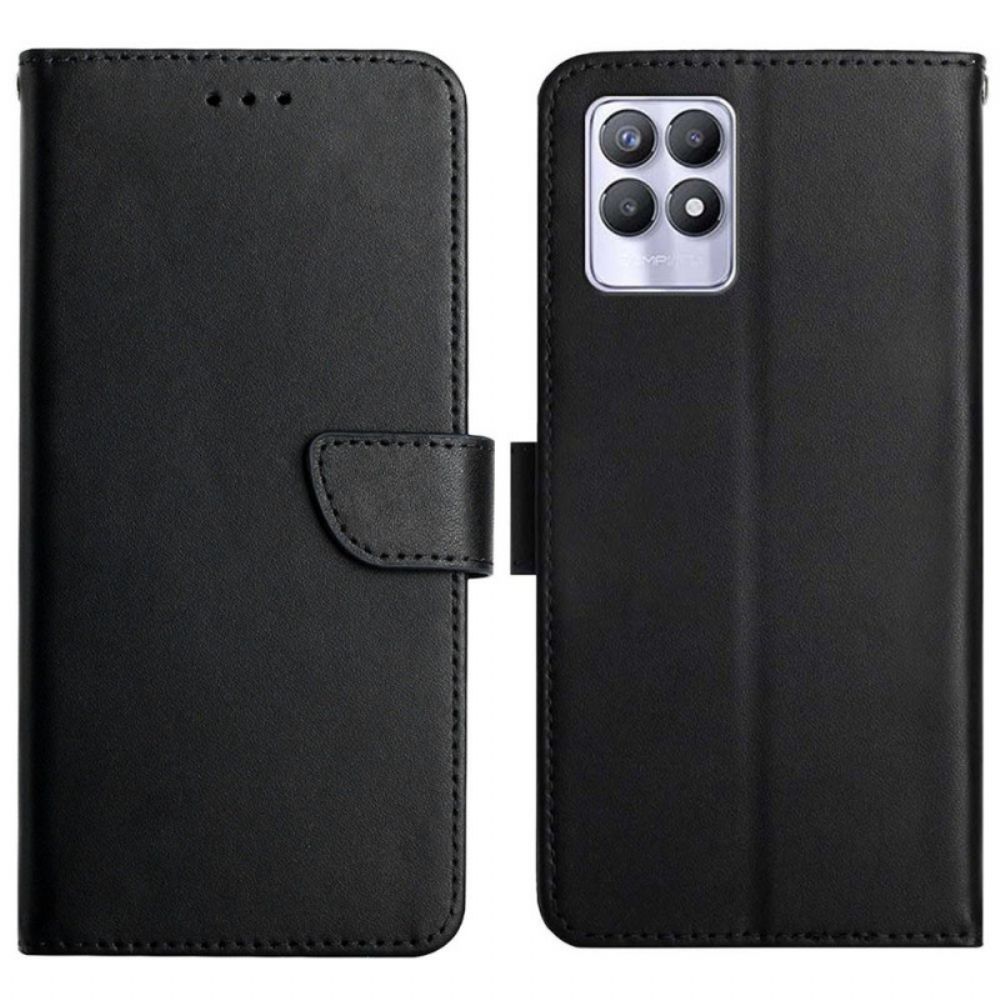 Flip Case Für Realme 8i Echtes Nappaleder