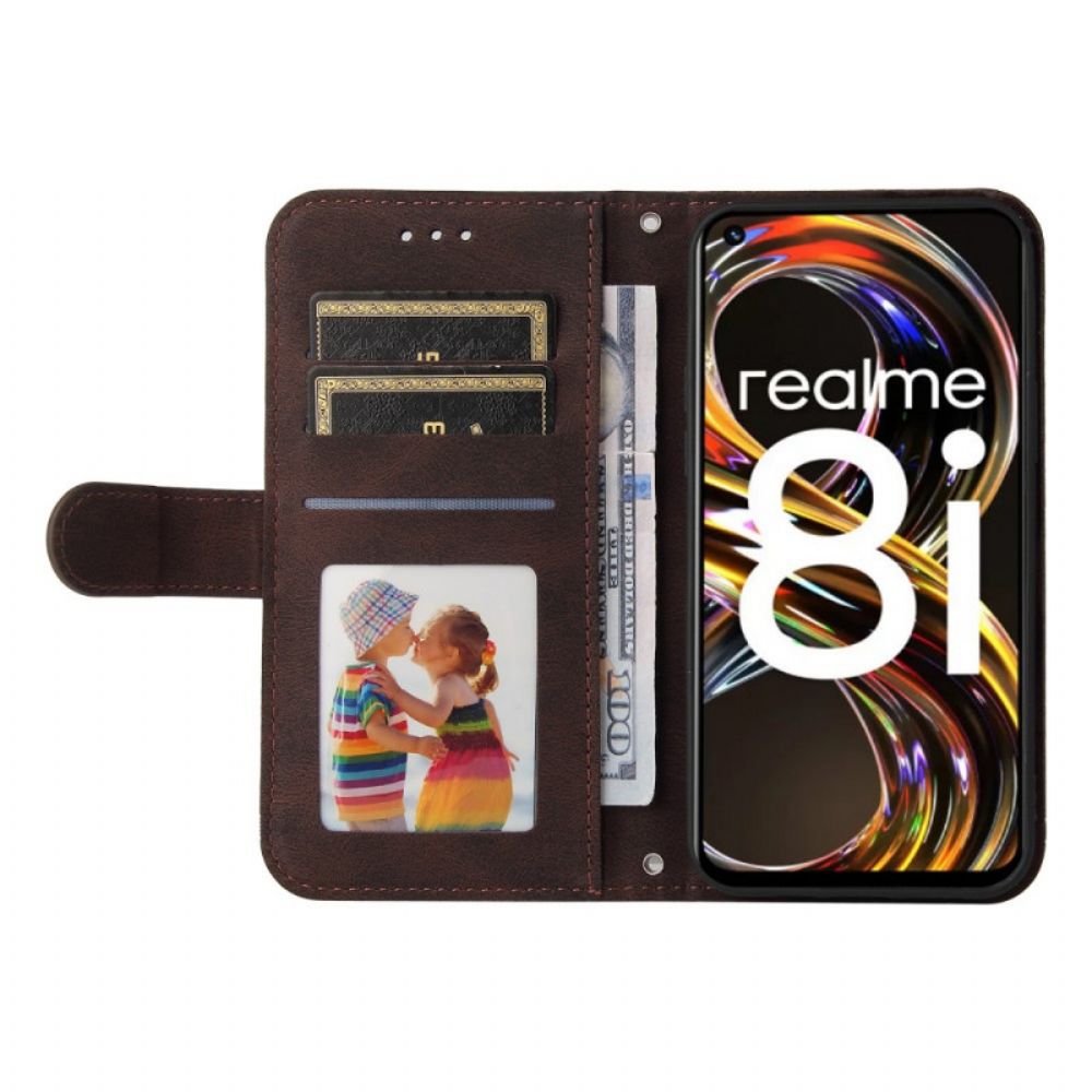 Lederhüllen Für Realme 8i Niete Und Riemen Aus Kunstleder