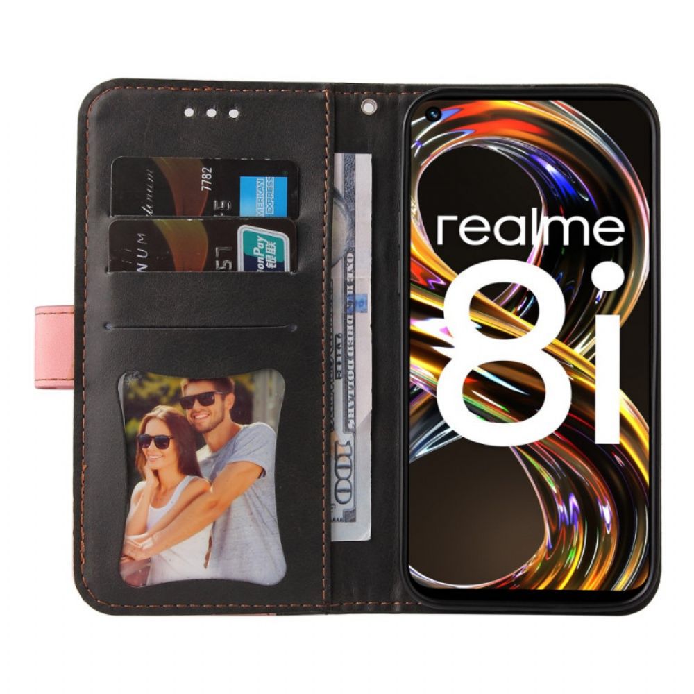 Lederhüllen Für Realme 8i Zweifarbig