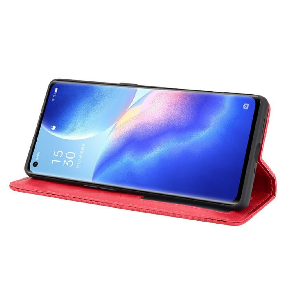 Schutzhülle Für Oppo Find X3 Neo Flip Case Gestylter Vintage-leder-effekt