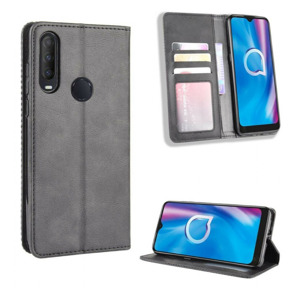 Schutzhülle Für Alcatel 1S / 3L (2024) Flip Case Stilisierter Vintage-ledereffekt