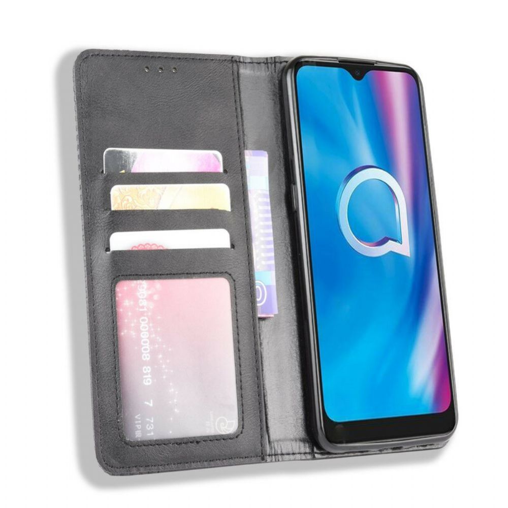 Schutzhülle Für Alcatel 1S / 3L (2024) Flip Case Stilisierter Vintage-ledereffekt