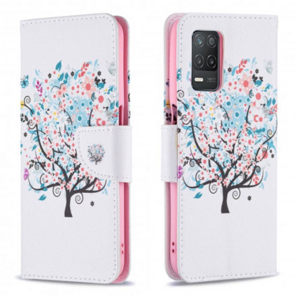 Flip Case Für Realme 8 5G Blumiger Baum