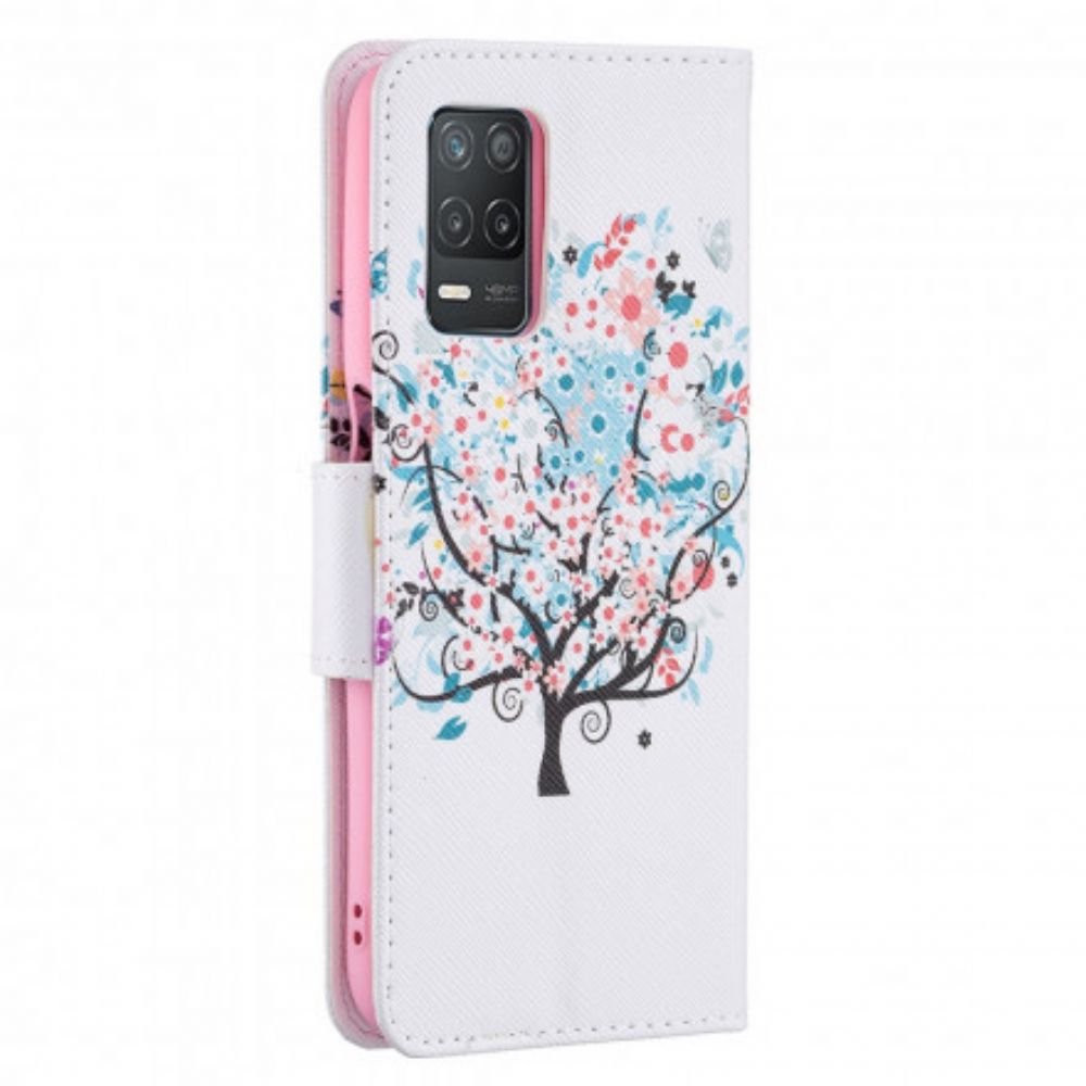 Flip Case Für Realme 8 5G Blumiger Baum