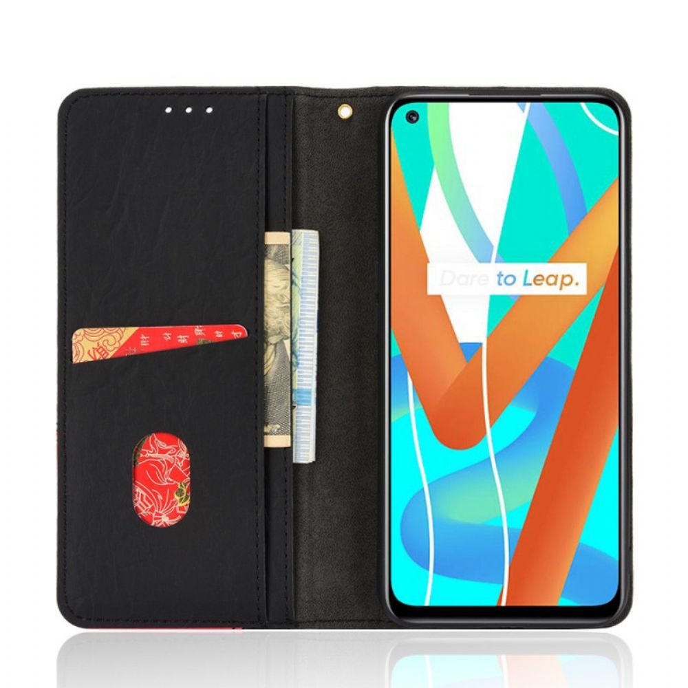 Schutzhülle Für Realme 8 5G Flip Case Oblique Zweifarbiges Kunstleder