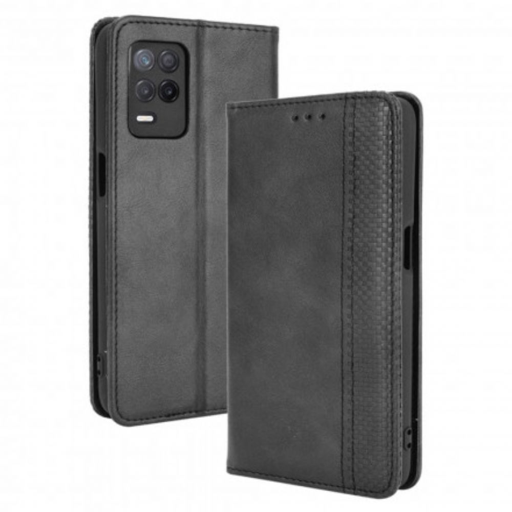 Schutzhülle Für Realme 8 5G Flip Case Stilisierter Vintage-ledereffekt