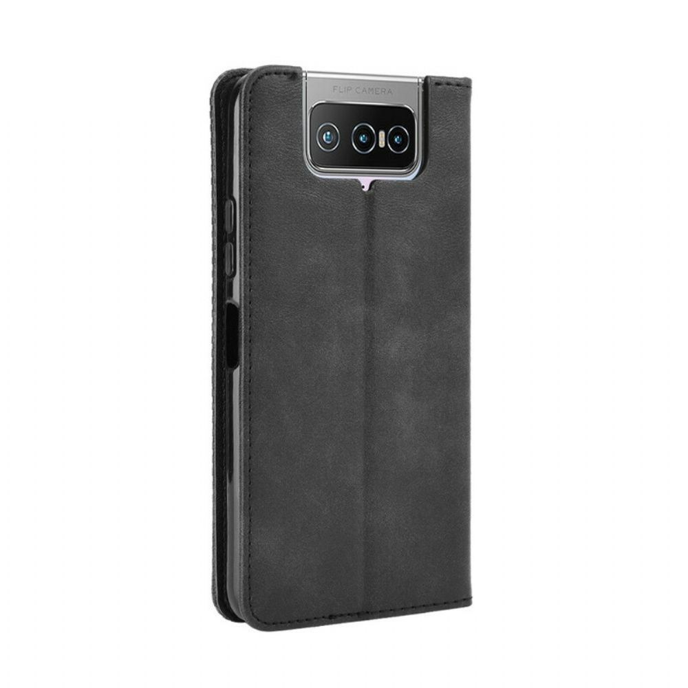 Schutzhülle Für Asus Zenfone 7 / 7 Pro Flip Case Stilisierter Vintage-ledereffekt