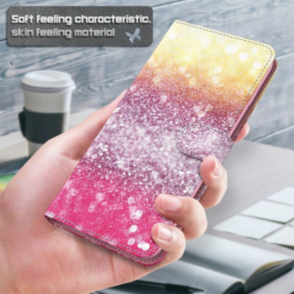 Flip Case Für Xiaomi Mi 10T Lite / Redmi Note 9 Pro 5G Light Spot Magenta Glitter