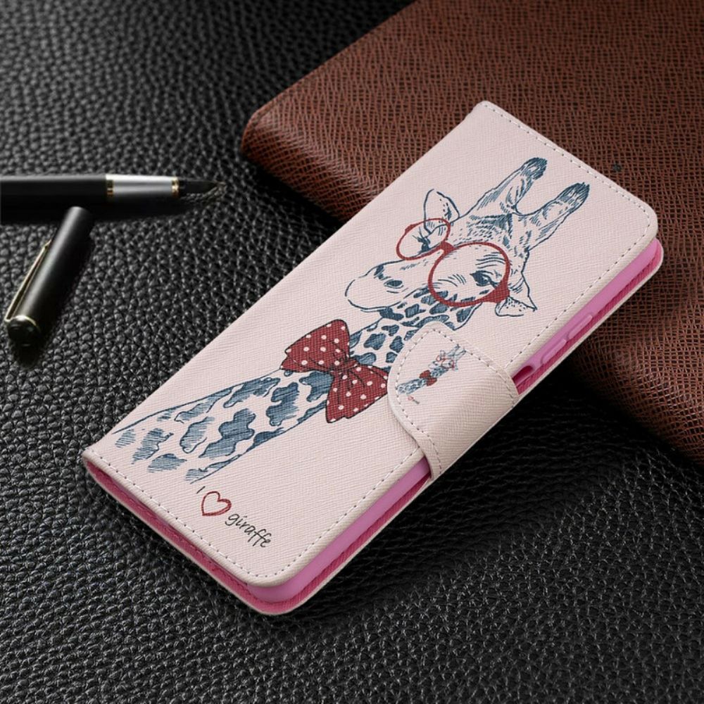 Flip Case Für Xiaomi Mi 10T Lite / Redmi Note 9 Pro 5G Nerdige Giraffe