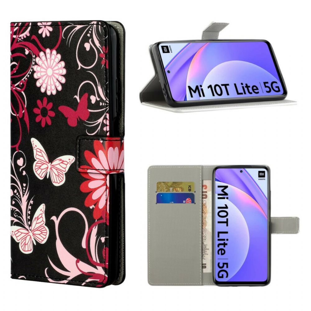 Flip Case Für Xiaomi Mi 10T Lite / Redmi Note 9 Pro 5G Schmetterlinge Und Blumen