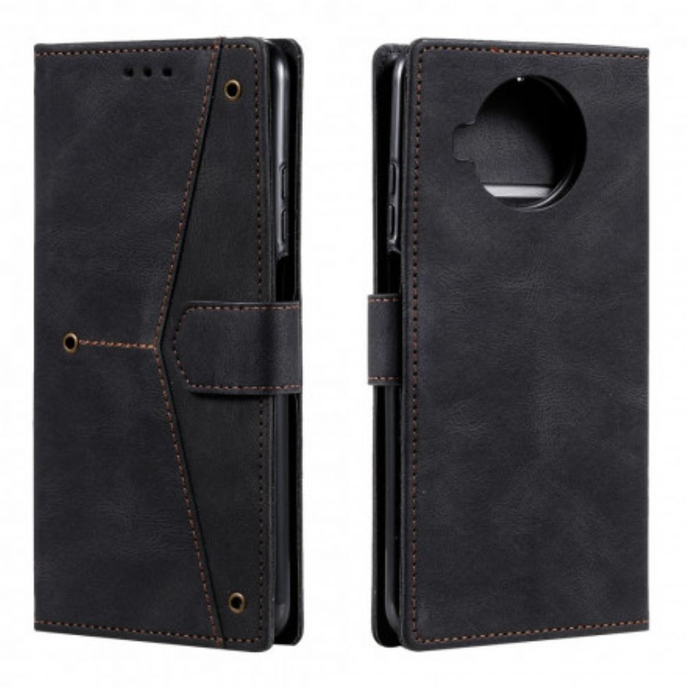 Flip Case Für Xiaomi Mi 10T Lite / Redmi Note 9 Pro 5G Zweifarbige Nieten Aus Kunstleder