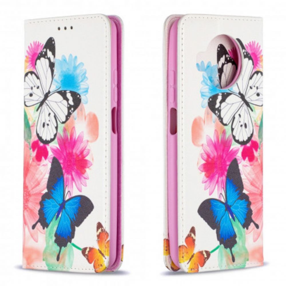 Schutzhülle Für Xiaomi Mi 10T Lite / Redmi Note 9 Pro 5G Flip Case Bunte Schmetterlinge