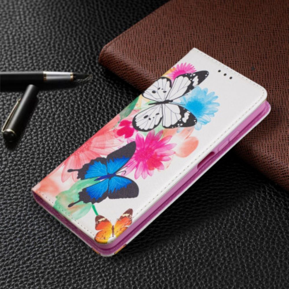 Schutzhülle Für Xiaomi Mi 10T Lite / Redmi Note 9 Pro 5G Flip Case Bunte Schmetterlinge