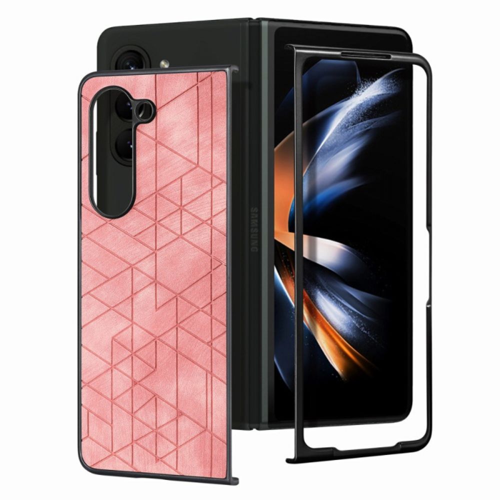 Hülle Samsung Galaxy Z Fold 5 Geometrische Muster Aus Kunstleder