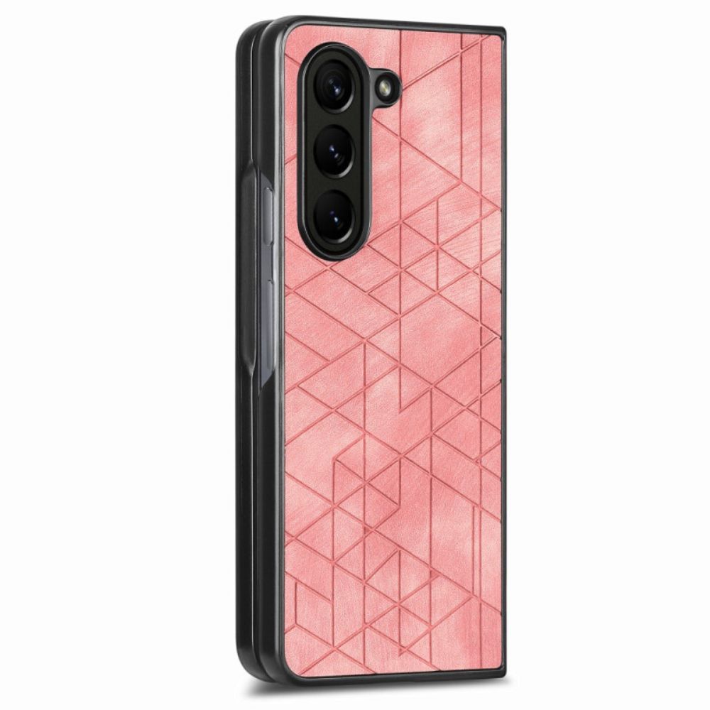 Hülle Samsung Galaxy Z Fold 5 Geometrische Muster Aus Kunstleder