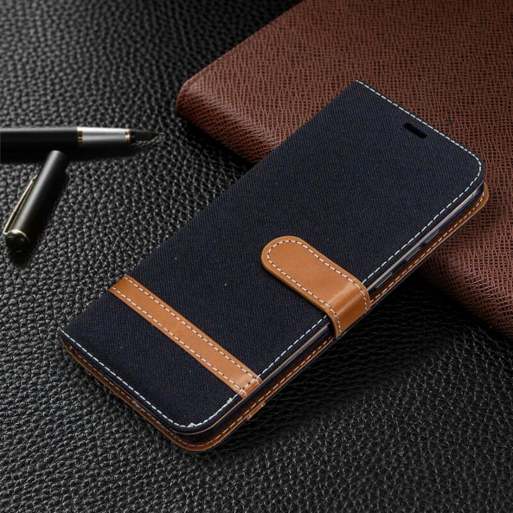 Flip Case Für Honor 9A Mit Kordel Armband In Stoff- Und Lederoptik