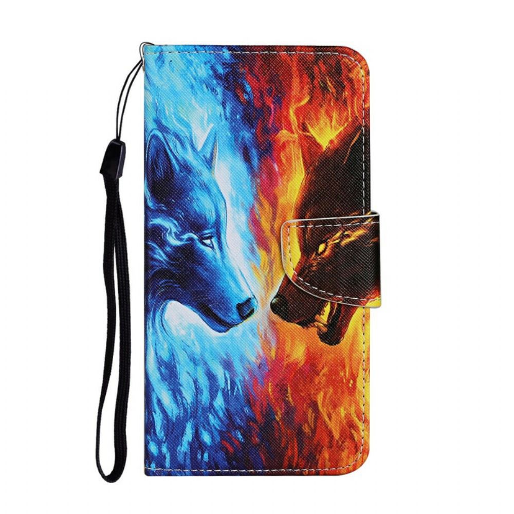 Flip Case Für Xiaomi Redmi 9C Eis- Und Feuerwolf