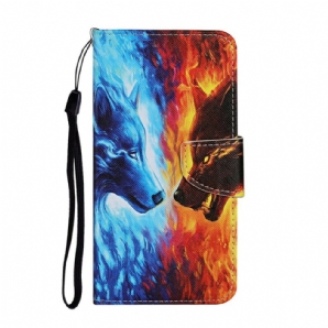 Flip Case Für Xiaomi Redmi 9C Eis- Und Feuerwolf