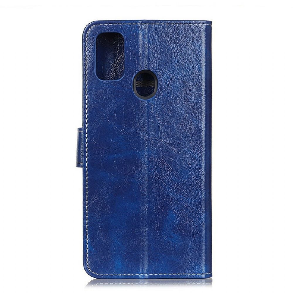 Flip Case Für Xiaomi Redmi 9C Glänzende Und Sichtbare Nähte