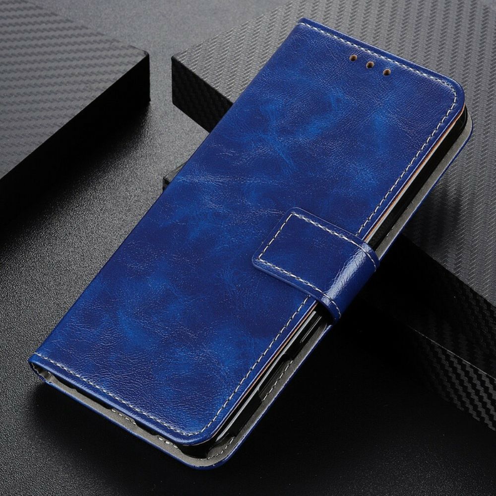 Flip Case Für Xiaomi Redmi 9C Glänzende Und Sichtbare Nähte