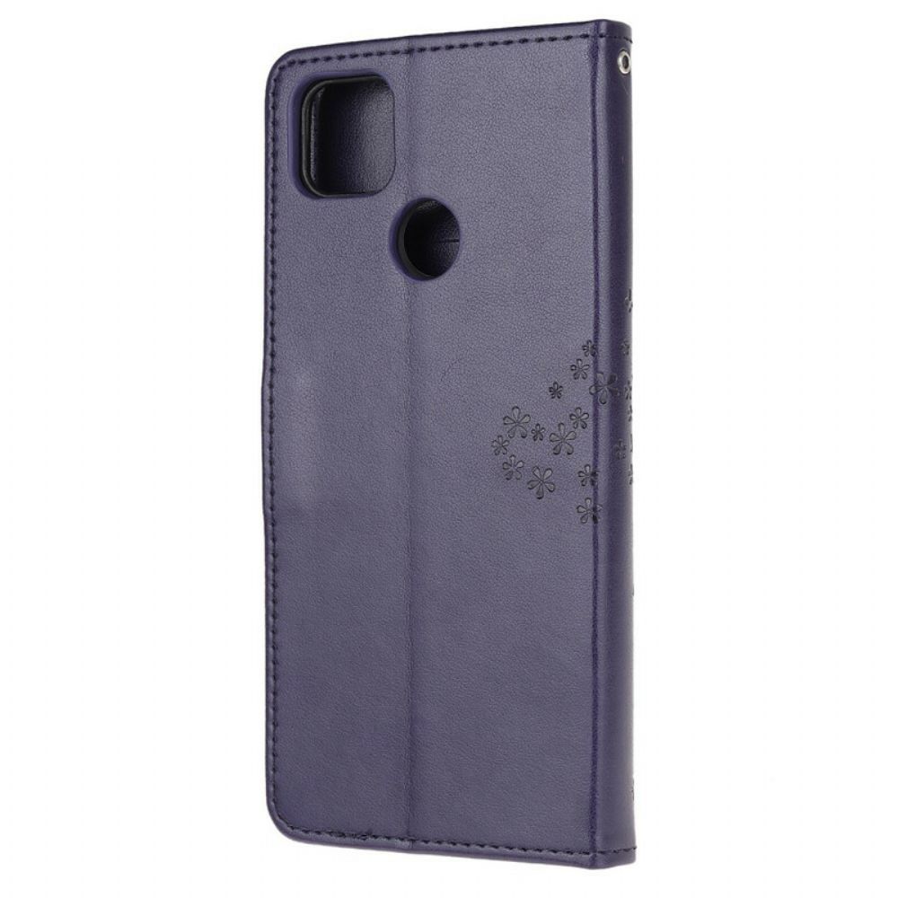 Flip Case Für Xiaomi Redmi 9C Mit Kordel Baum Und Riemcheneulen