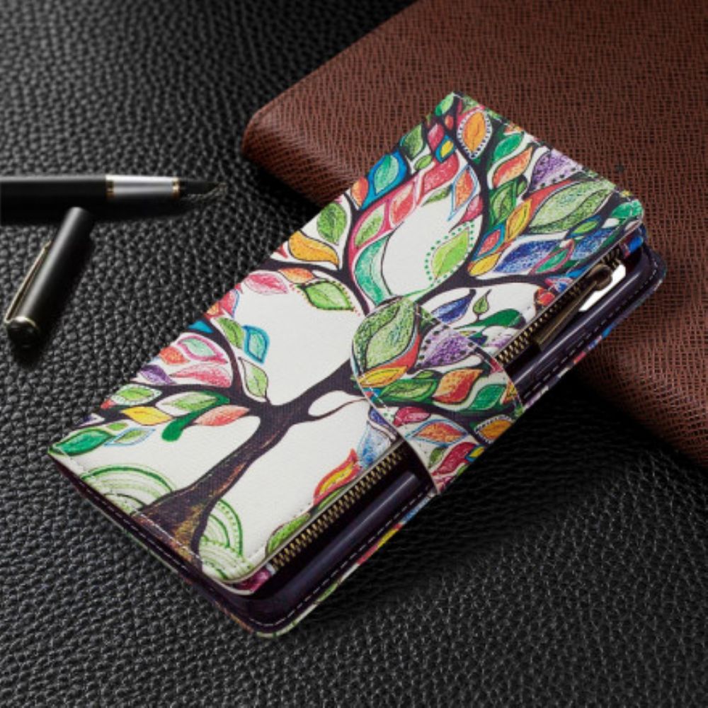 Flip Case Für Xiaomi Redmi 9C Reißverschlusstasche Mit Baum