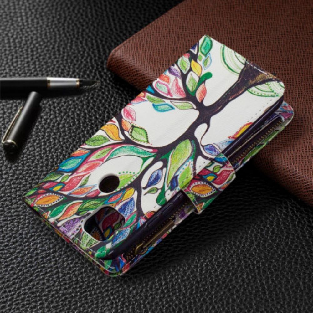 Flip Case Für Xiaomi Redmi 9C Reißverschlusstasche Mit Baum