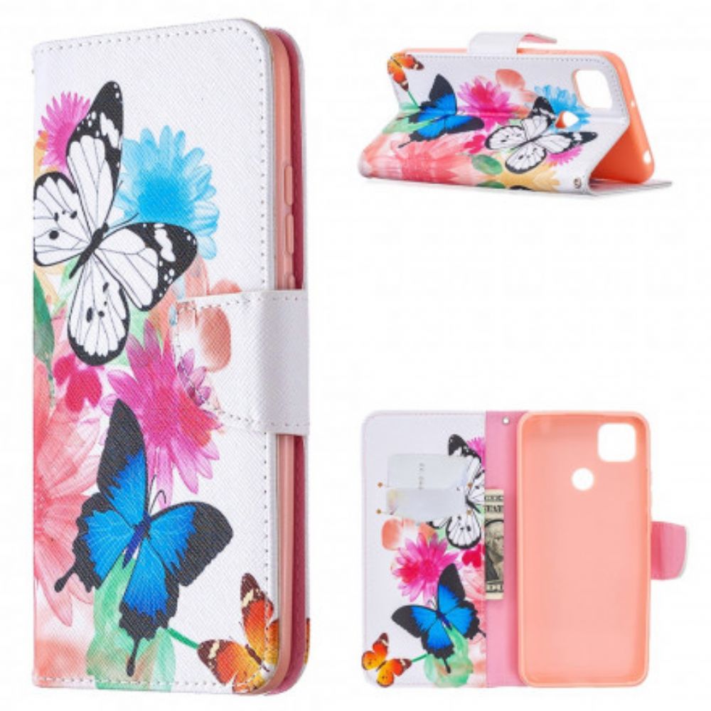 Flip Case Für Xiaomi Redmi 9C Tolle Bunte Schmetterlinge