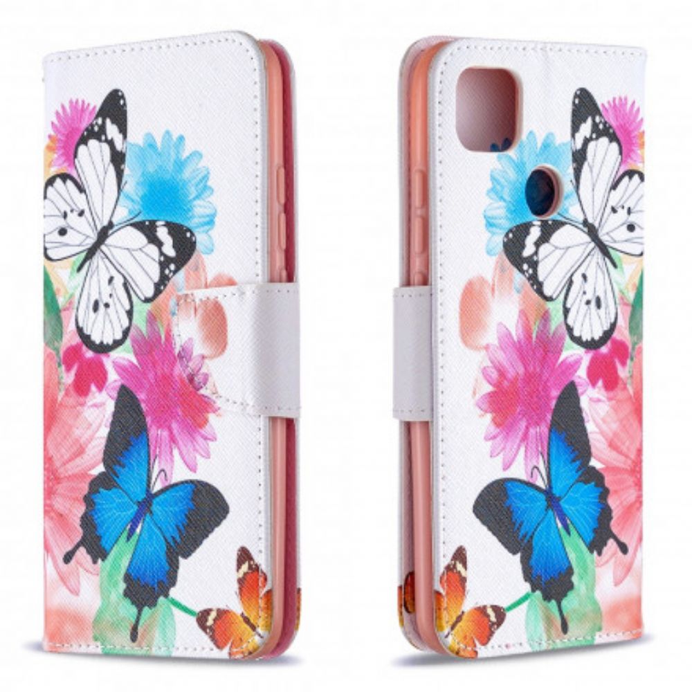 Flip Case Für Xiaomi Redmi 9C Tolle Bunte Schmetterlinge