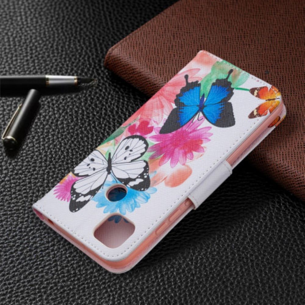 Flip Case Für Xiaomi Redmi 9C Tolle Bunte Schmetterlinge