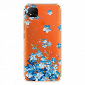 Handyhülle Für Xiaomi Redmi 9C Blauer Blumenstrauß