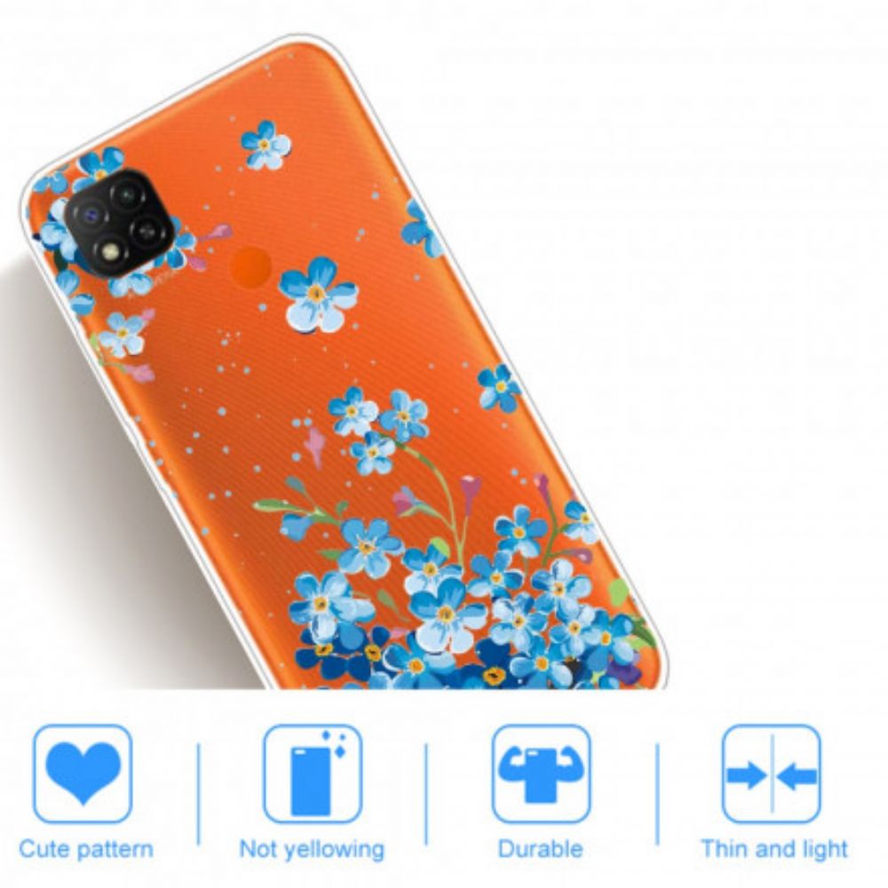 Handyhülle Für Xiaomi Redmi 9C Blauer Blumenstrauß