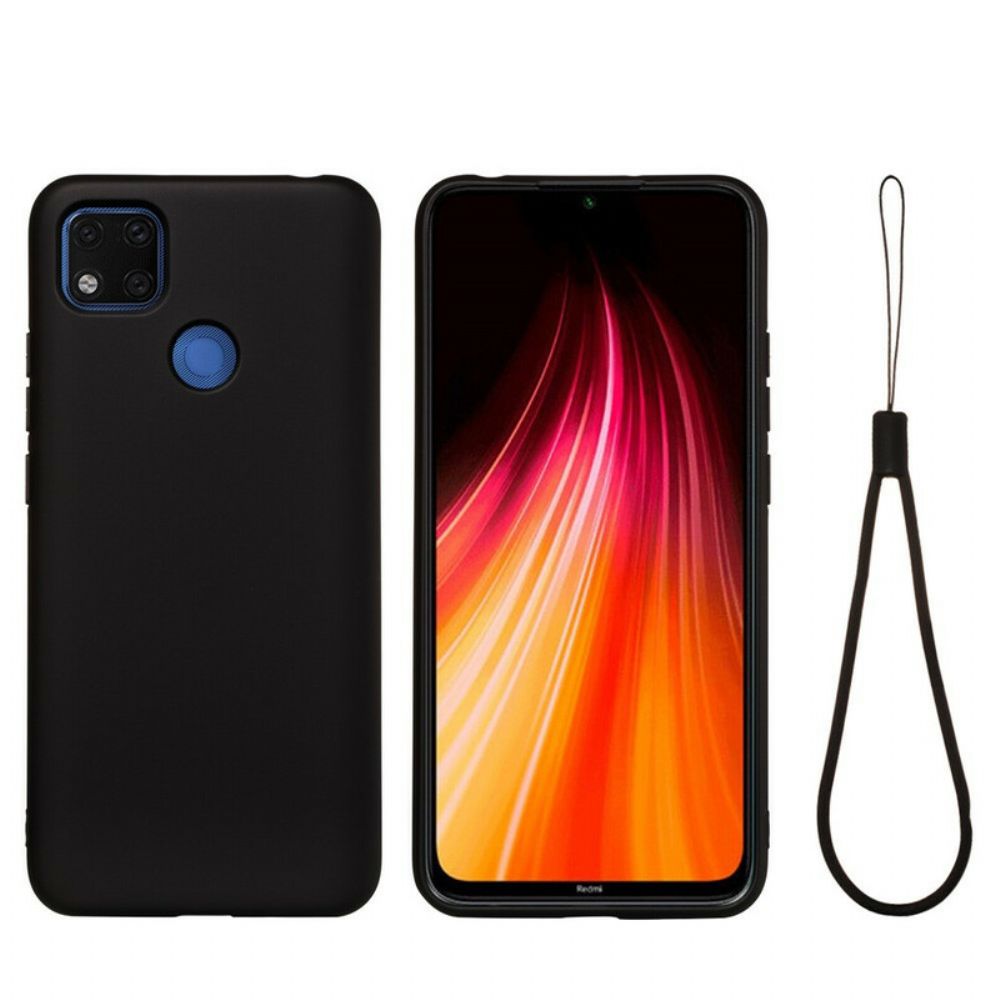 Handyhülle Für Xiaomi Redmi 9C Flüssigsilikon Mit Lanyard