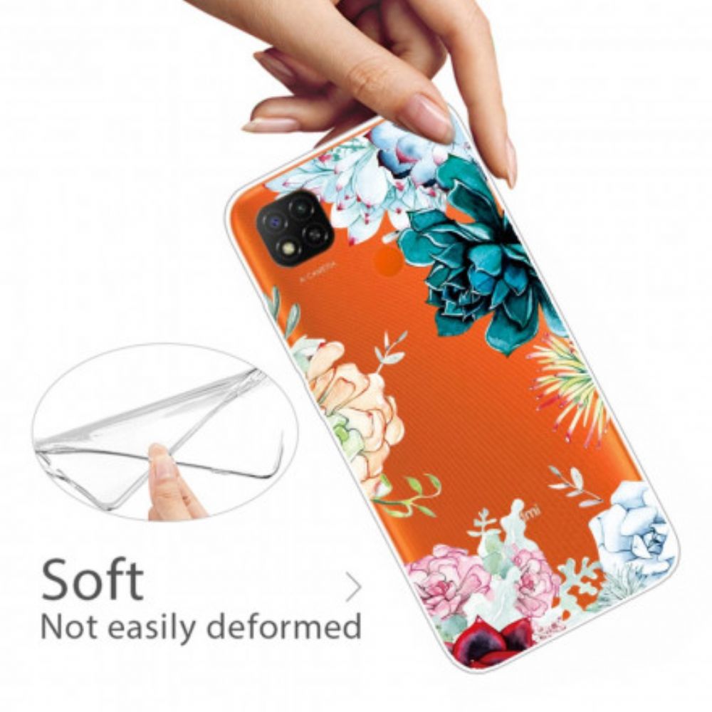 Handyhülle Für Xiaomi Redmi 9C Nahtlose Aquarellblumen