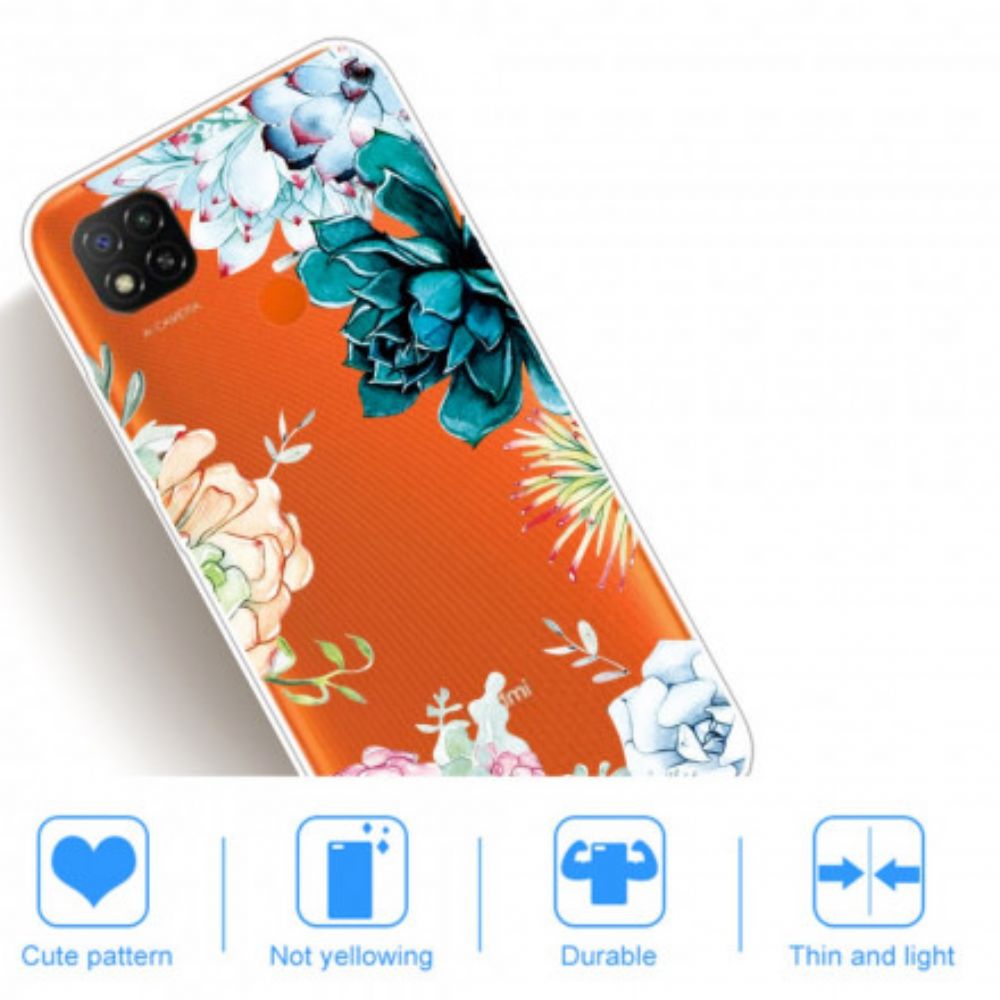 Handyhülle Für Xiaomi Redmi 9C Nahtlose Aquarellblumen