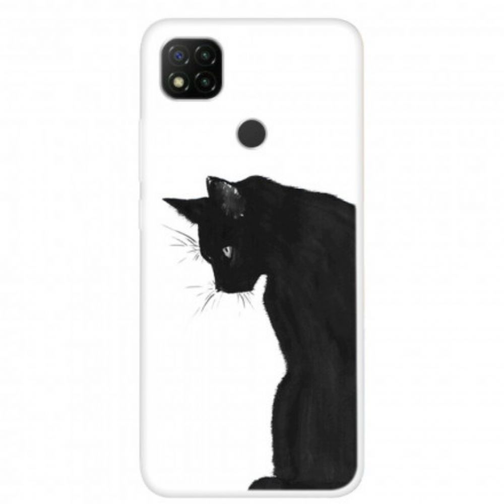 Hülle Für Xiaomi Redmi 9C Denkende Schwarze Katze