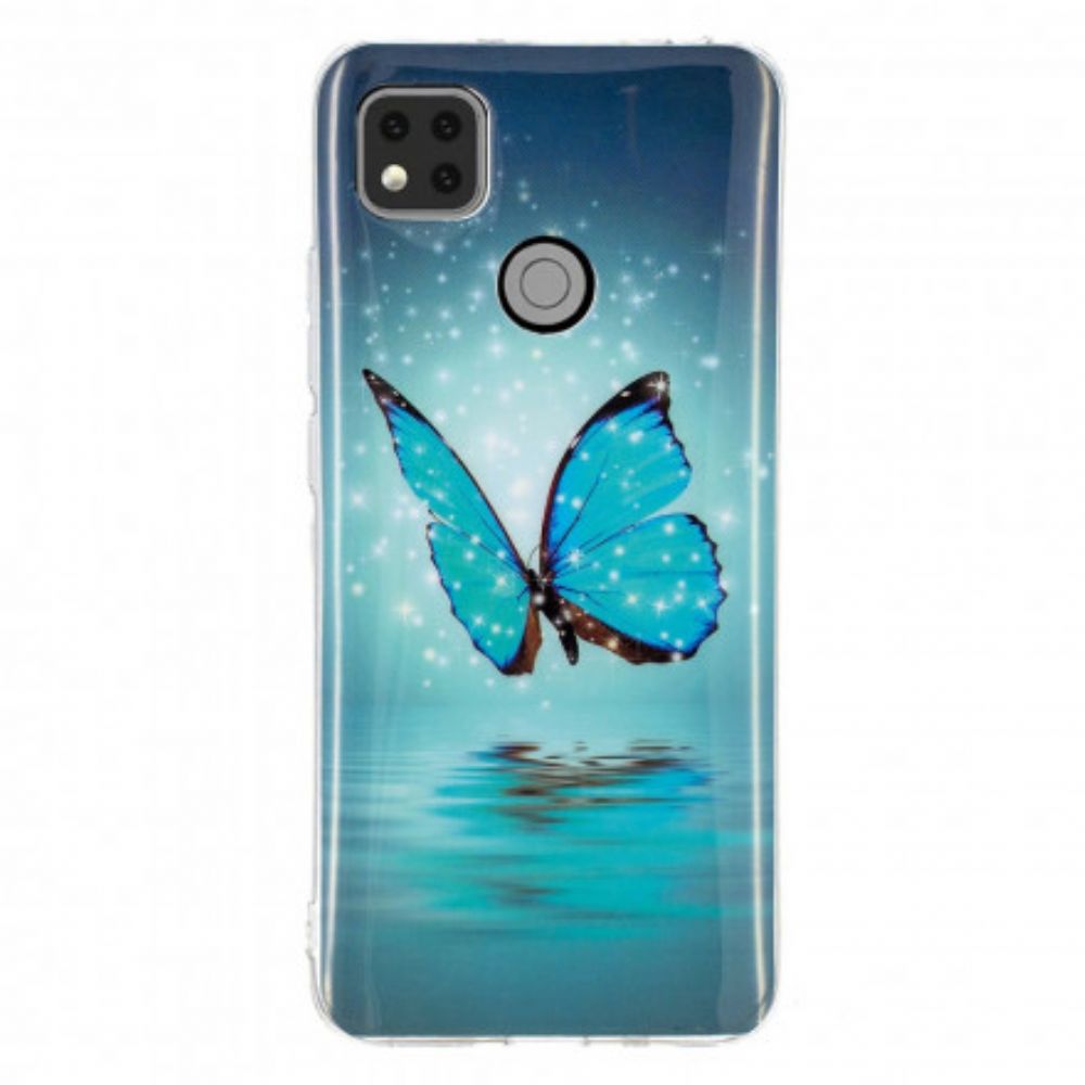 Hülle Für Xiaomi Redmi 9C Fluoreszierender Blauer Schmetterling