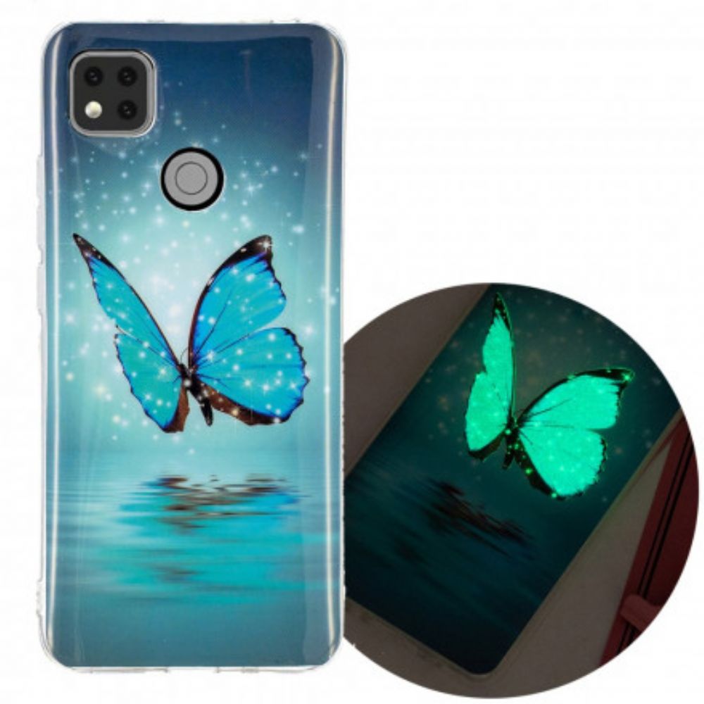 Hülle Für Xiaomi Redmi 9C Fluoreszierender Blauer Schmetterling