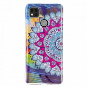 Hülle Für Xiaomi Redmi 9C Fluoreszierendes Buntes Mandala