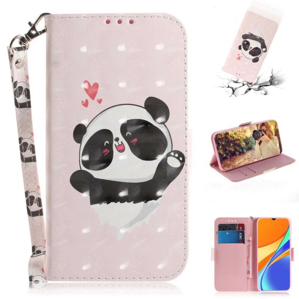 Lederhüllen Für Xiaomi Redmi 9C Mit Kordel Tanga-panda-liebe