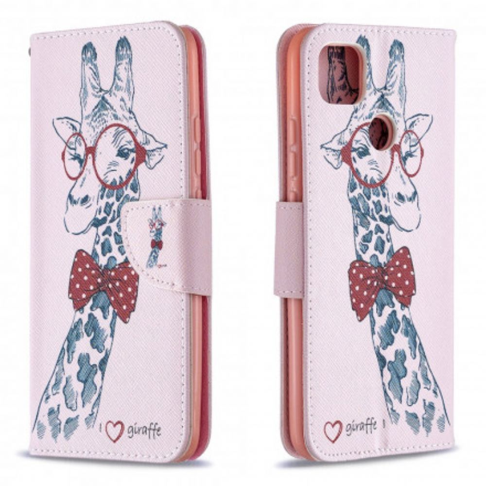 Lederhüllen Für Xiaomi Redmi 9C Nerdige Giraffe