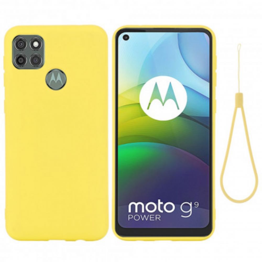 Hülle Für Moto G9 Power Flüssigsilikon Mit Lanyard