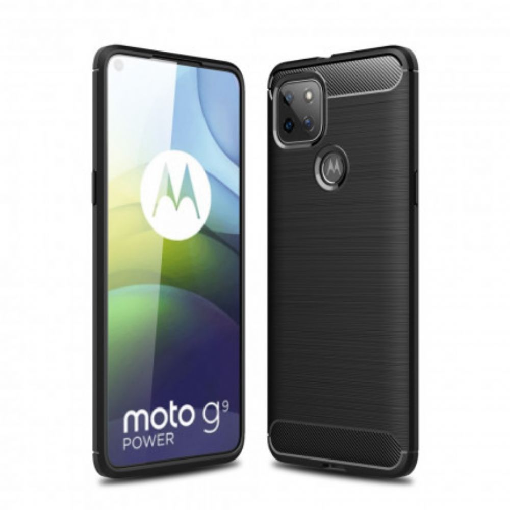 Hülle Für Moto G9 Power Gebürstete Kohlefaser