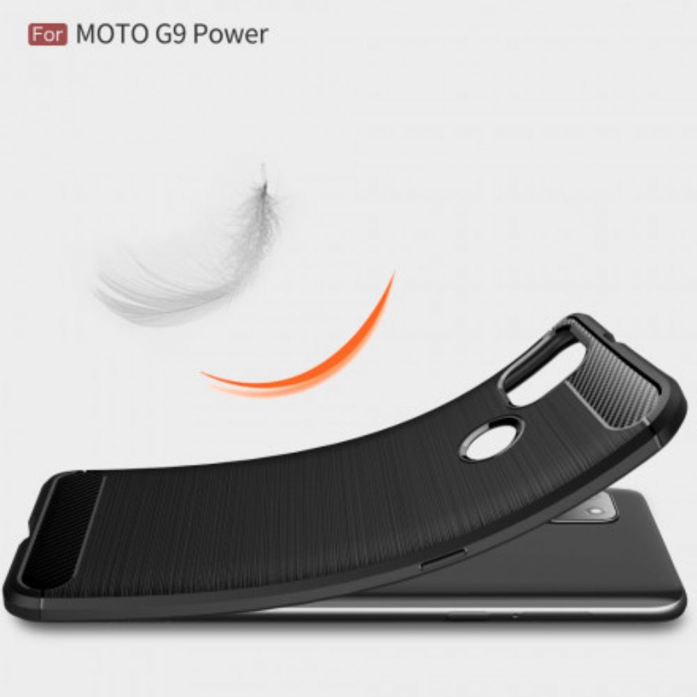 Hülle Für Moto G9 Power Gebürstete Kohlefaser