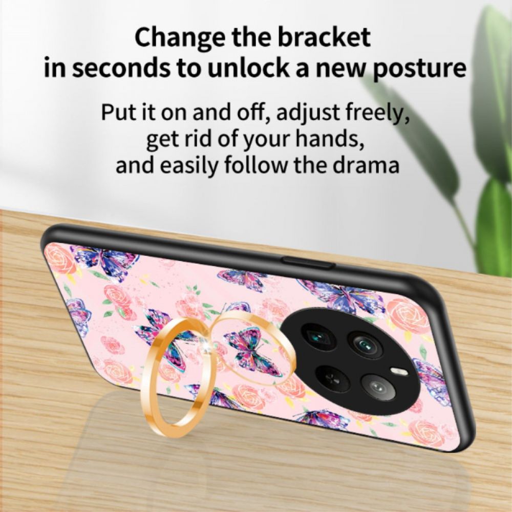 Hülle Realme 12 Pro / 12 Pro Plus Handyhülle Butterfly-serie Mit Ringhalterung Aus Gehärtetem Glas